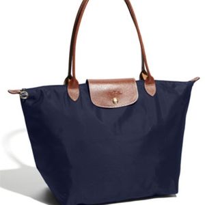 Large Navy Longchamp Tote Bag